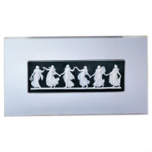 DANCING HOURS PLAQUE, WHITE ON BLACK 34X 19CM